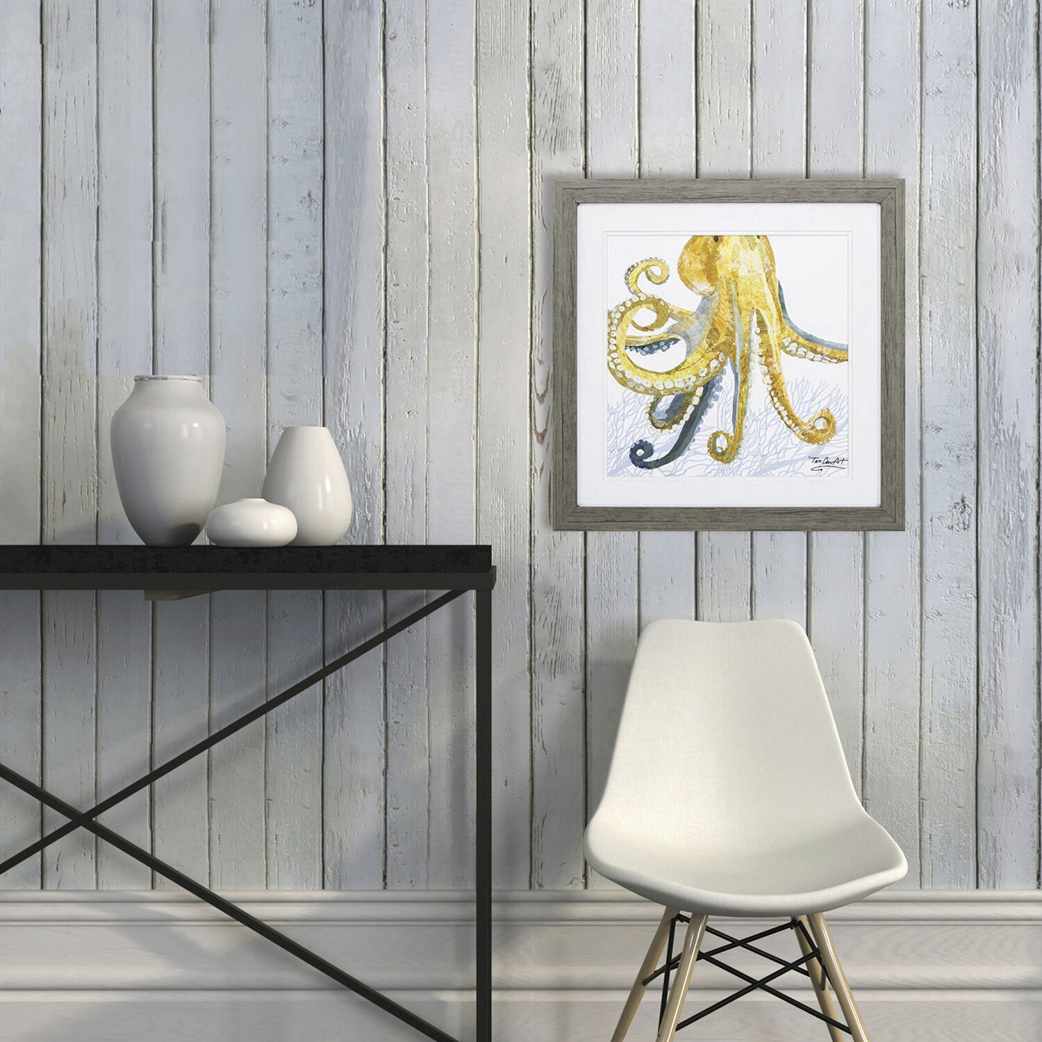 Sea Creature Yellow and Green and Red Framed Art, Propac