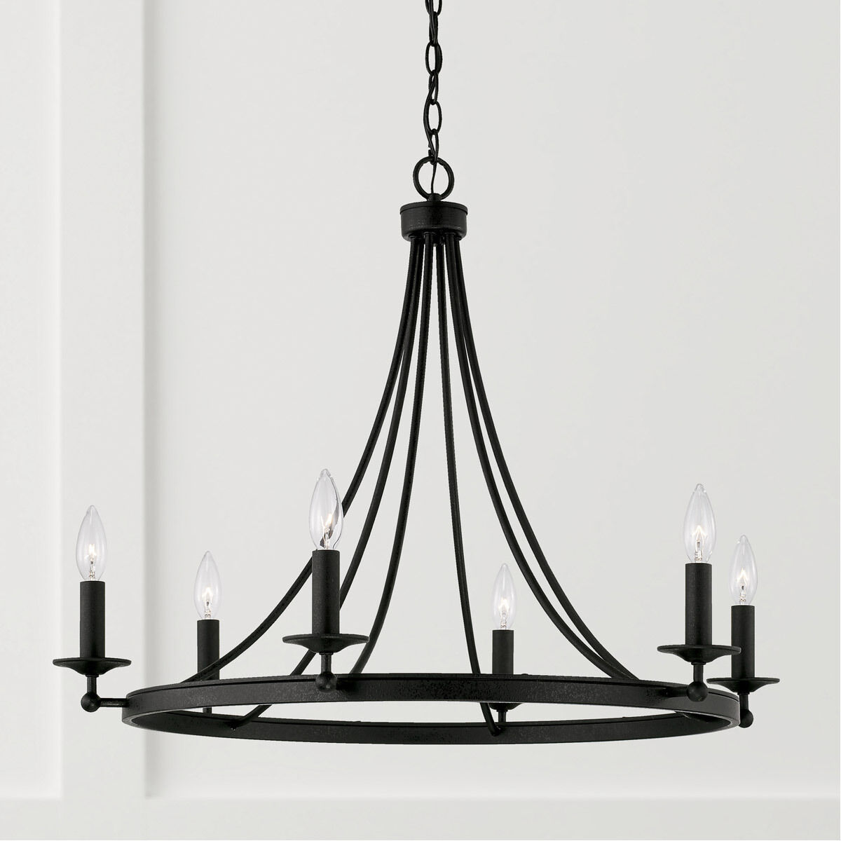 Elijah 6 Light 30 inch Black Iron Chandelier Ceiling Light