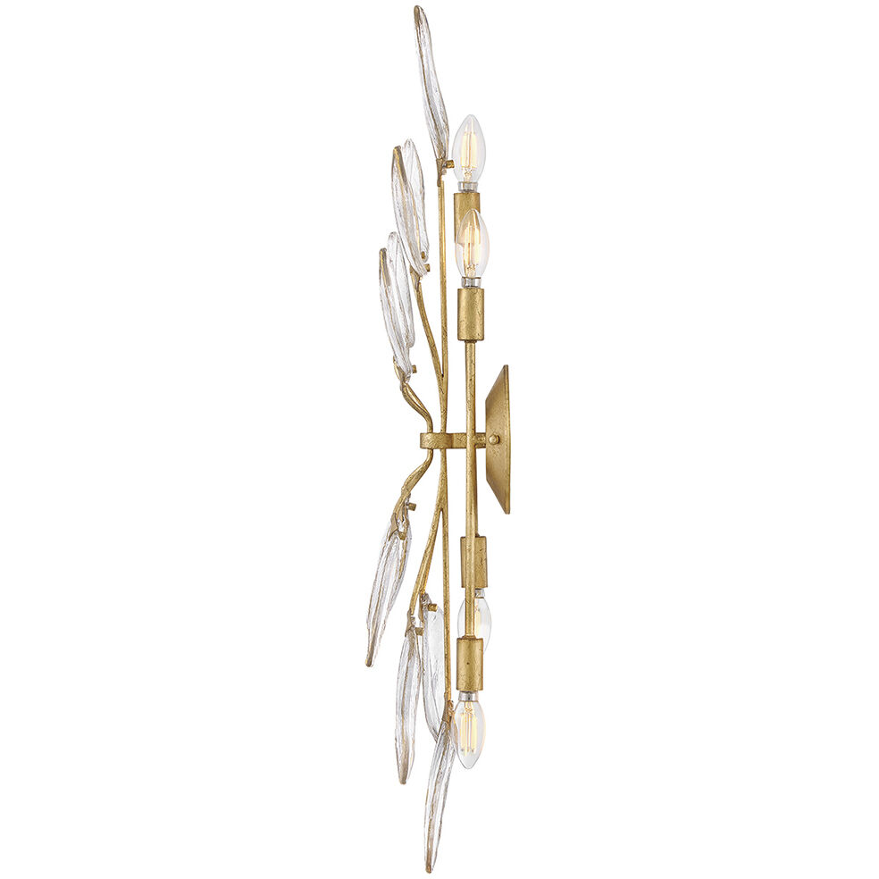 Amira 4 Light 10 inch Distressed Brass Sconce Wall Light