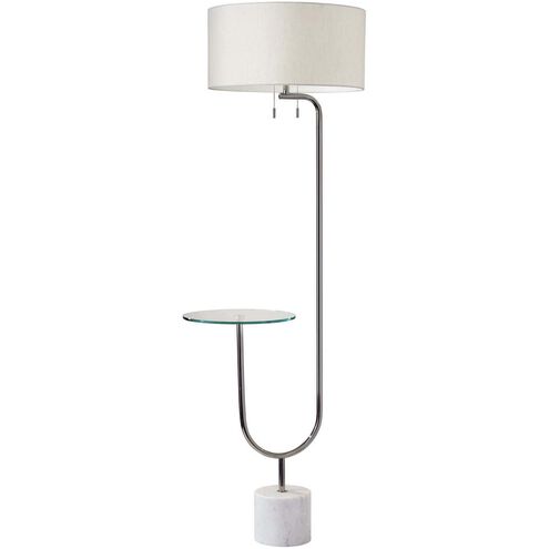 Sloan 65 inch 60.00 watt Polished Nickel and White Marble Floor Lamp Portable Light