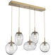 Cosmos LED LED Gilded Brass Linear Pendant Ceiling Light in 2700K LED, Zircon Inner - Clear Outer, Multi-Port