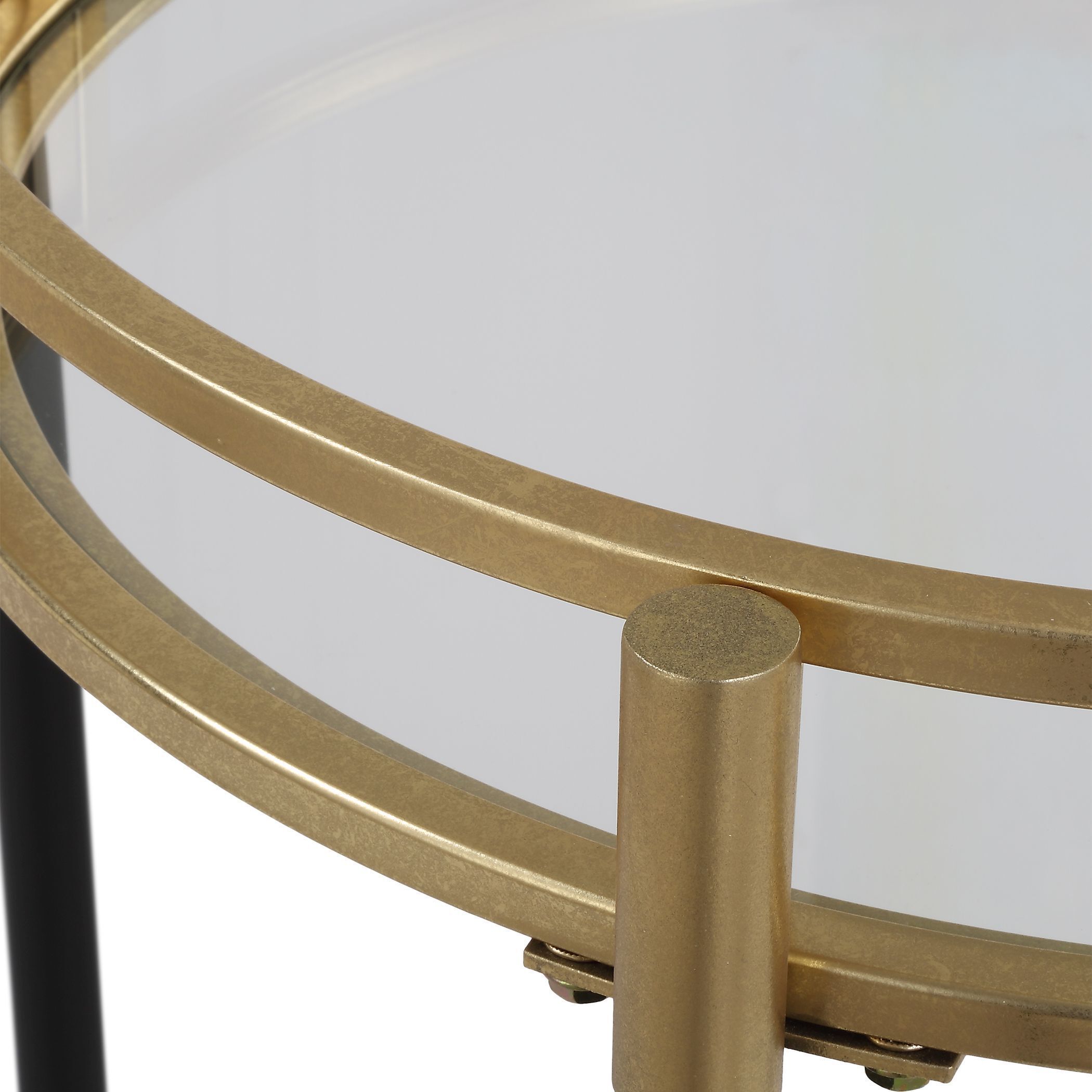 Dolly Matte Black and Gold Leaf Bar Cart
