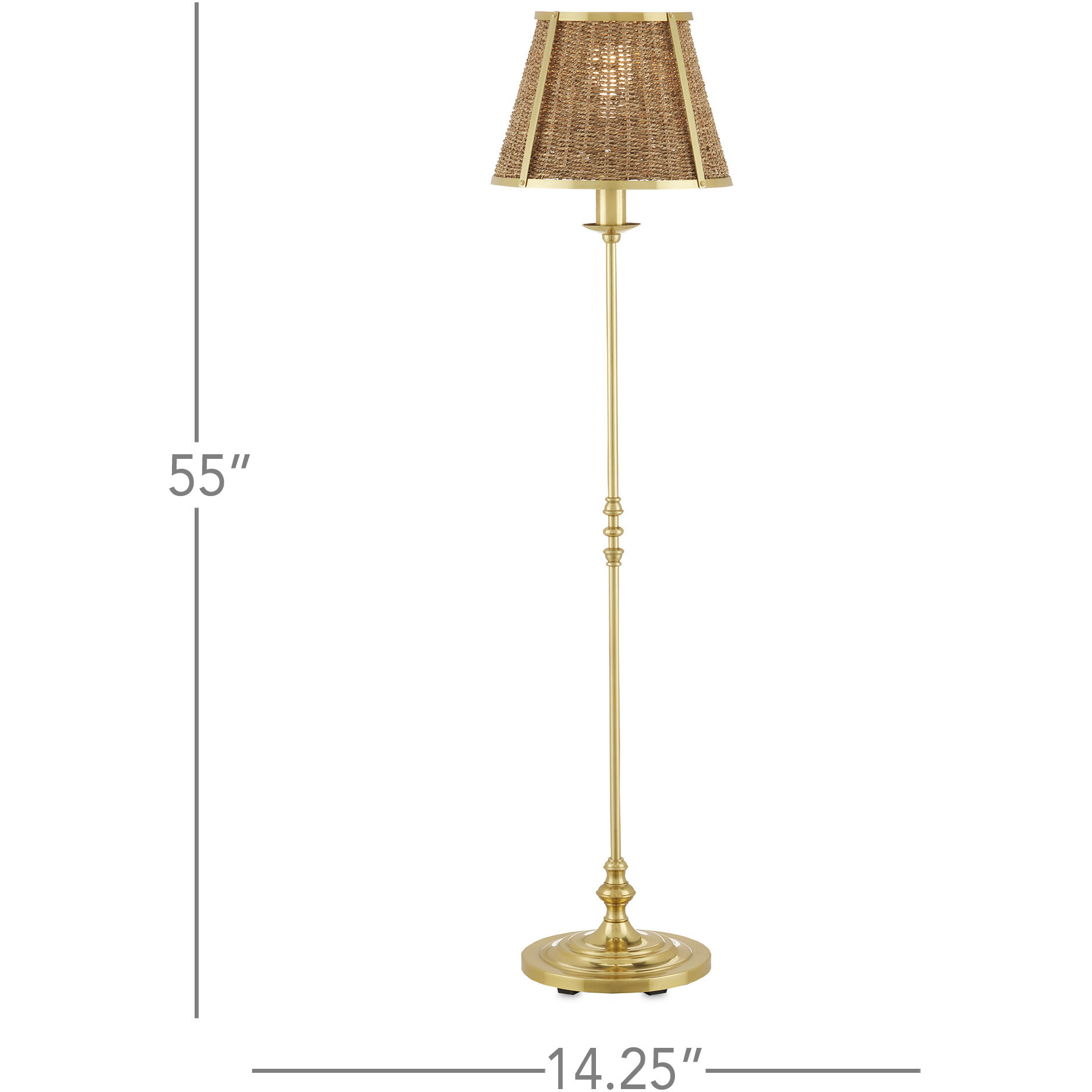 Deauville 55 inch 75 watt Polished Brass/Natural Floor Lamp Portable Light, Suzanne Duin Collection