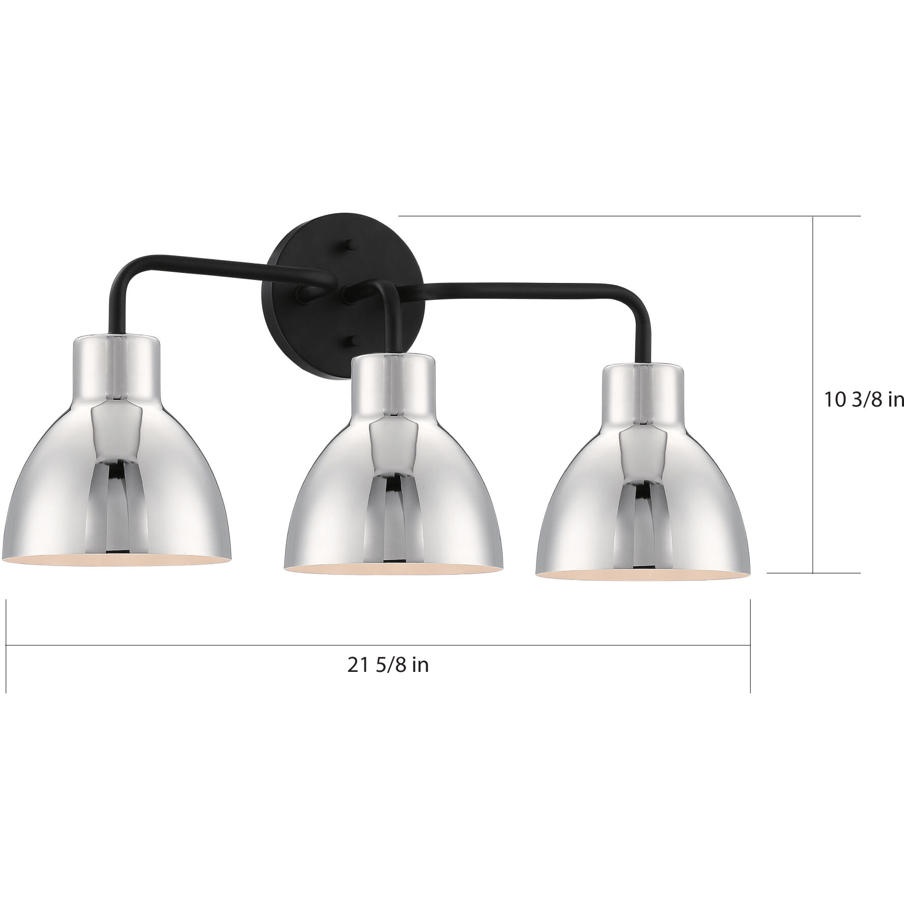 Sloan 3 Light 22 inch Matte Black and Polished Nickel Vanity Light Wall Light