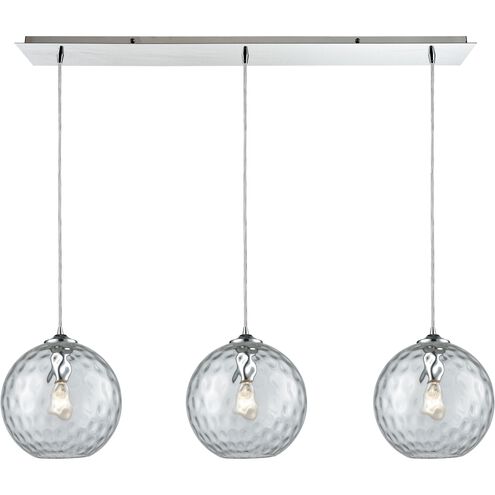 Watersphere Linear Mini Pendant Ceiling Light in Hammered Clear Glass
