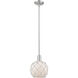 Arcadia Farmhouse Rope 1 Light 8 inch Brushed Satin Nickel Mini Pendant Ceiling Light in White Glass with White Rope