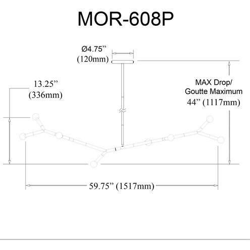 Morgan 8 Light 59.75 inch Matte Black Horizontal Pendant Ceiling Light
