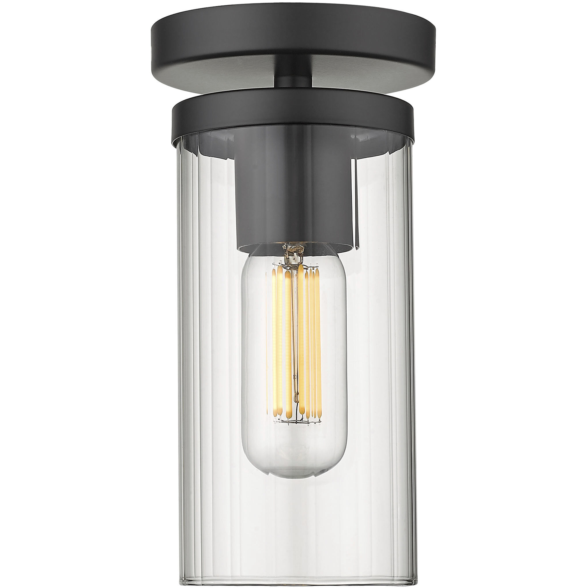 Winslett 1 Light 4.75 inch Matte Black Semi-Flush Mount Ceiling Light, Damp