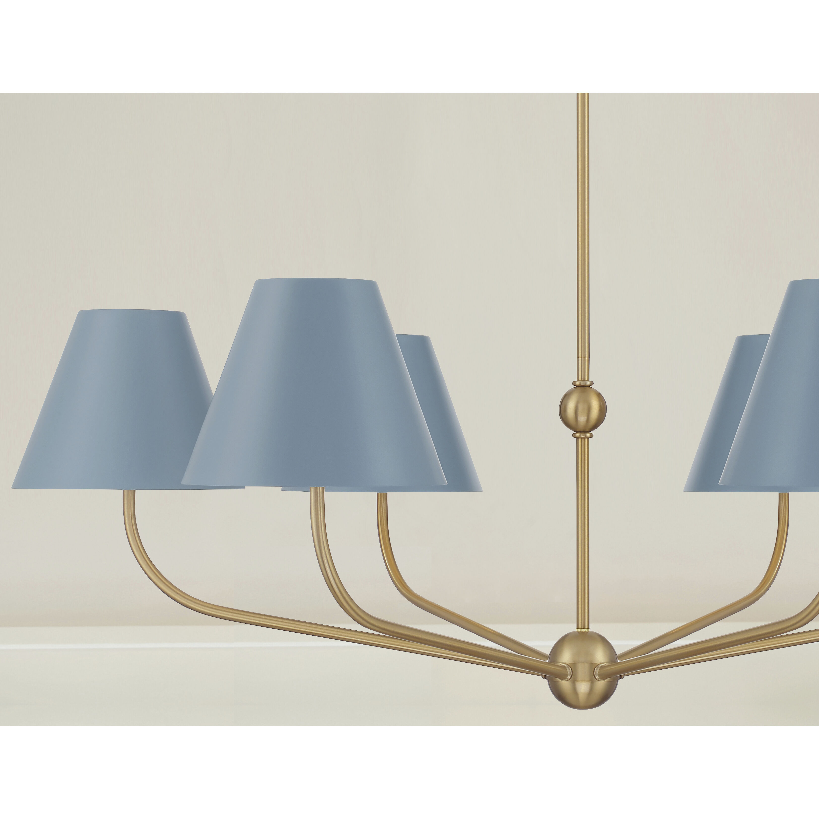 Xavier 6 Light 40 inch Vibrant Gold Chandelier Ceiling Light in Vibrant Gold and Blue