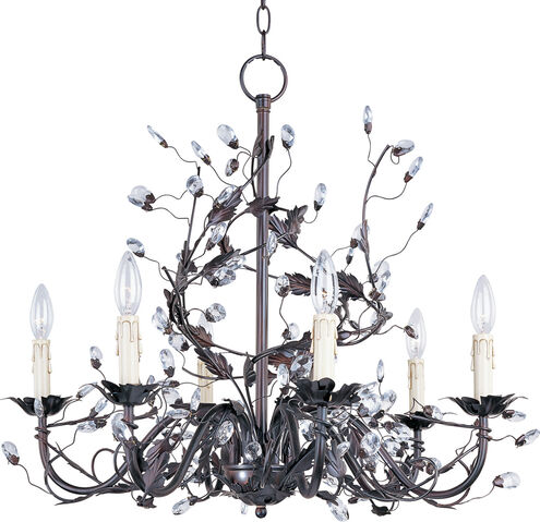 Elegante 6 Light 27 inch Oil Rubbed Bronze Single Tier Chandelier Ceiling Light