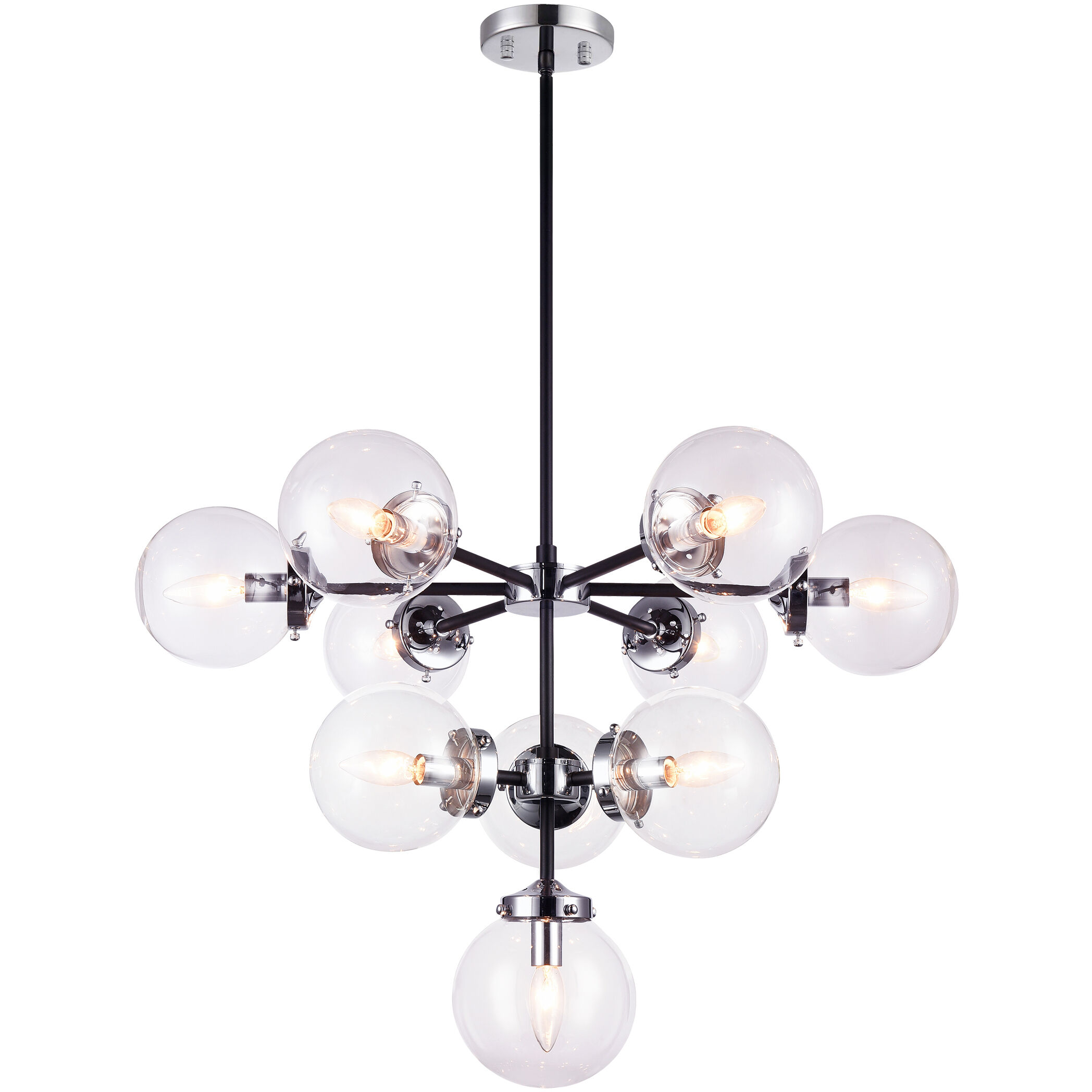 Maru 10 Light 29.38 inch Chrome Chandelier Ceiling Light in Chrome and Clear