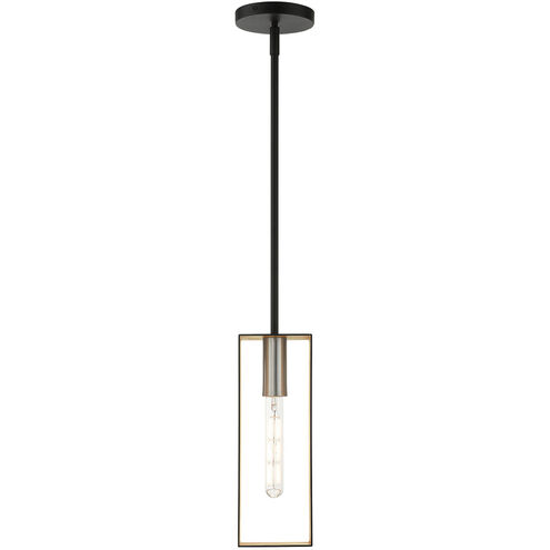 Soma 1 Light 5 inch Textured Black with Brushed Nickel Accents Pendant Ceiling Light