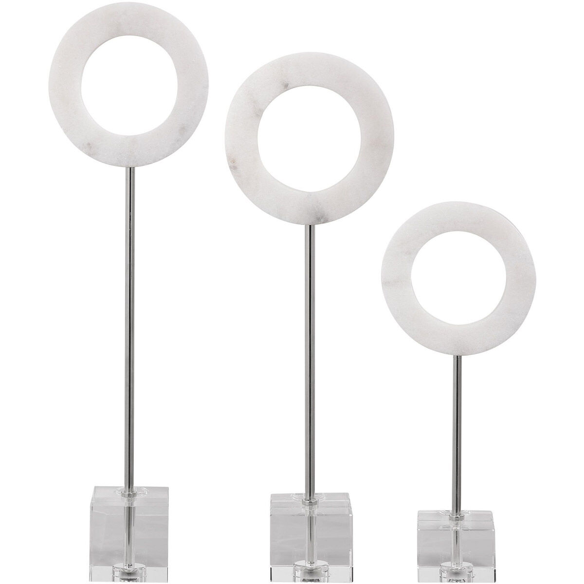 Coin Toss 22 X 6 inch Marble Rings Sculpture, Set of 3