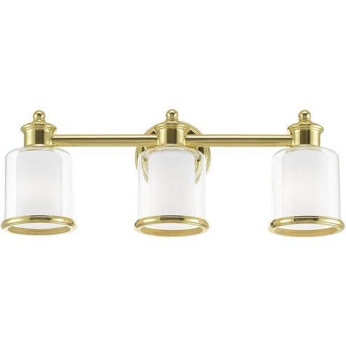 Middlebush 3 Light 24 inch Polished Brass Bath Vanity Wall Light
