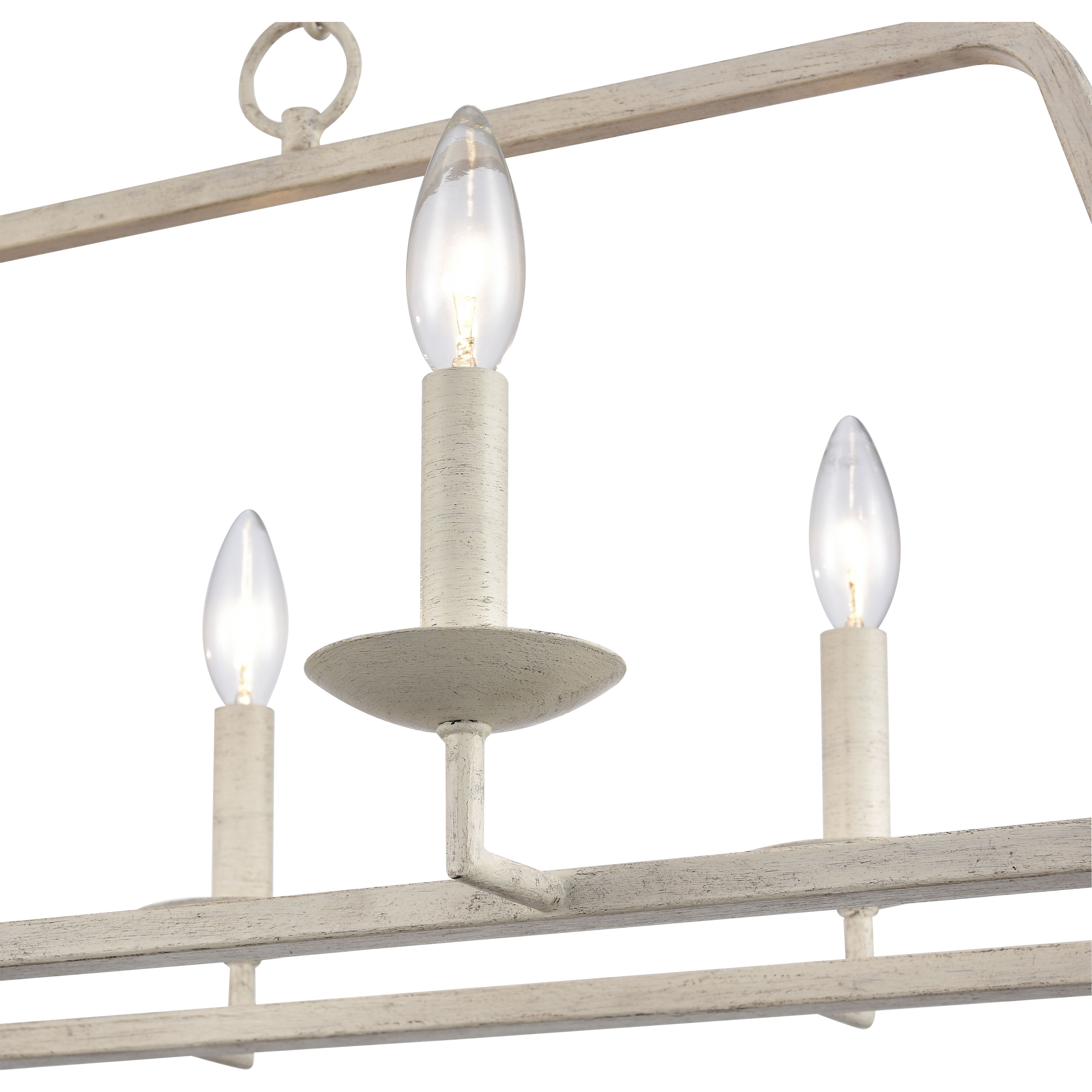 Joanie 6 Light 34 inch Antique White Linear Chandelier Ceiling Light