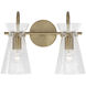 Mila 2 Light 14 inch Aged Brass Vanity Light Wall Light