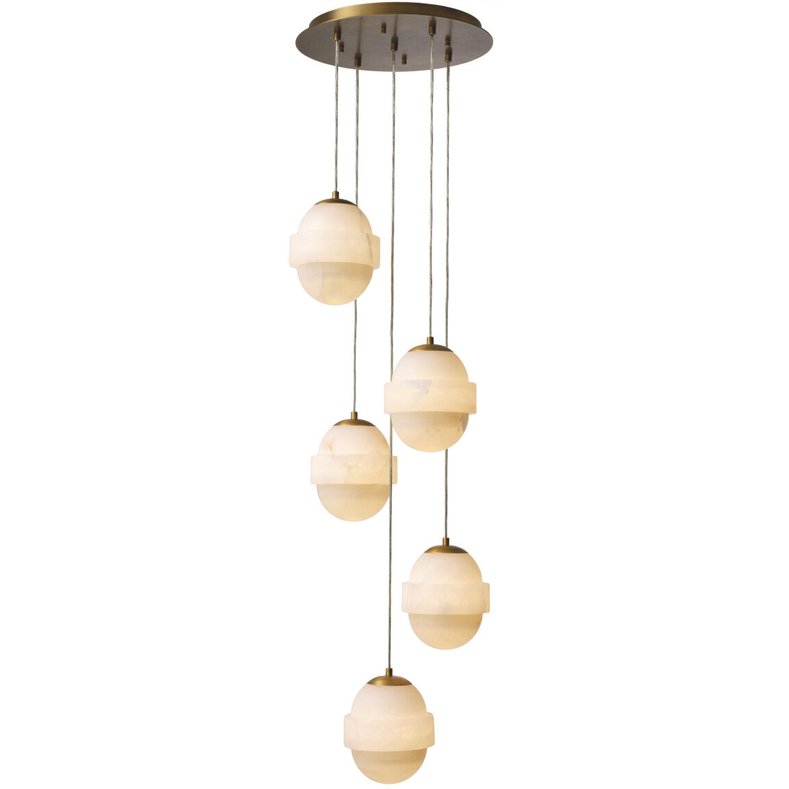 Icarus 5 Light 17.72 inch Antique Brass and Alabaster Chandelier Ceiling Light
