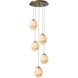 Icarus 5 Light 17.72 inch Antique Brass and Alabaster Chandelier Ceiling Light