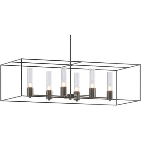Portico 6 Light 42 inch Dark Smoke and Black Pendant Ceiling Light in Dark Smoke/Black, Seeded Clear