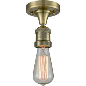 Franklin Restoration Bare Bulb 1 Light 5 inch Antique Brass Semi-Flush Mount Ceiling Light