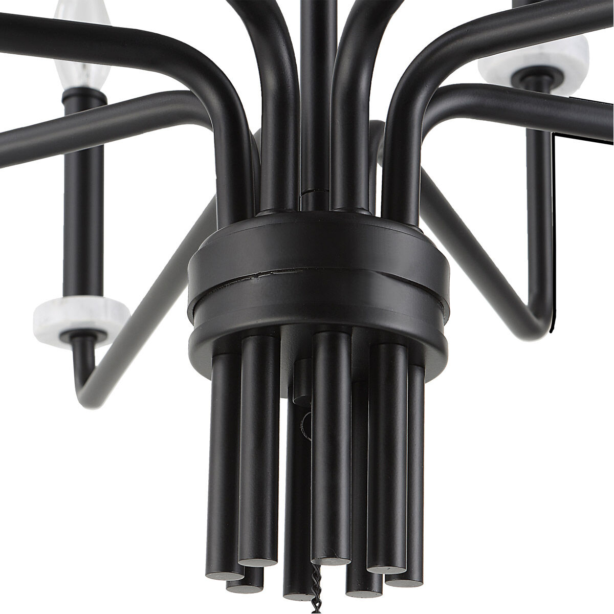 Ebony 8 Light 34 inch Matte Black and White Marble Chandelier Ceiling Light