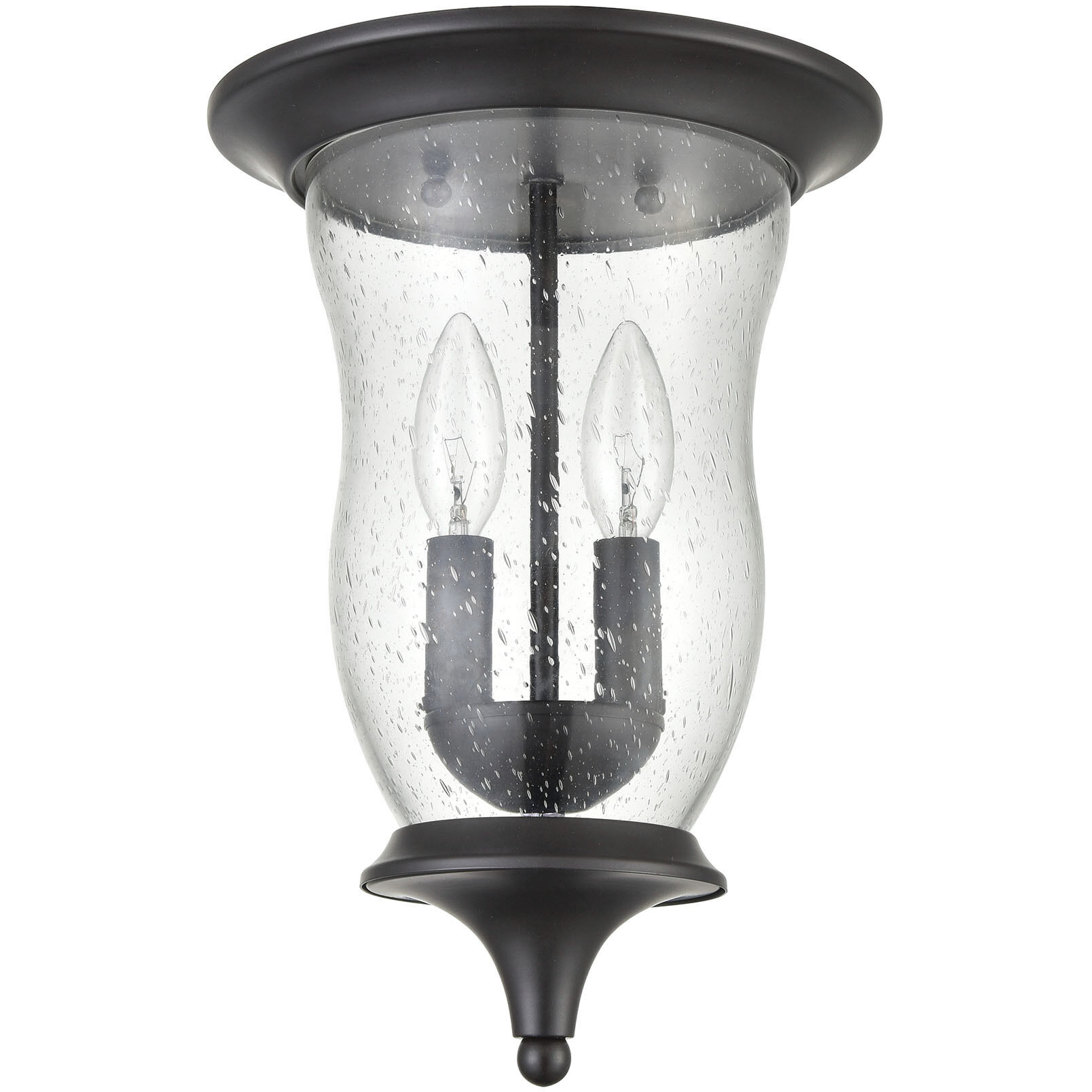 Trinity 2 Light 9 inch Oil Rubbed Bronze Outdoor Flush Mount