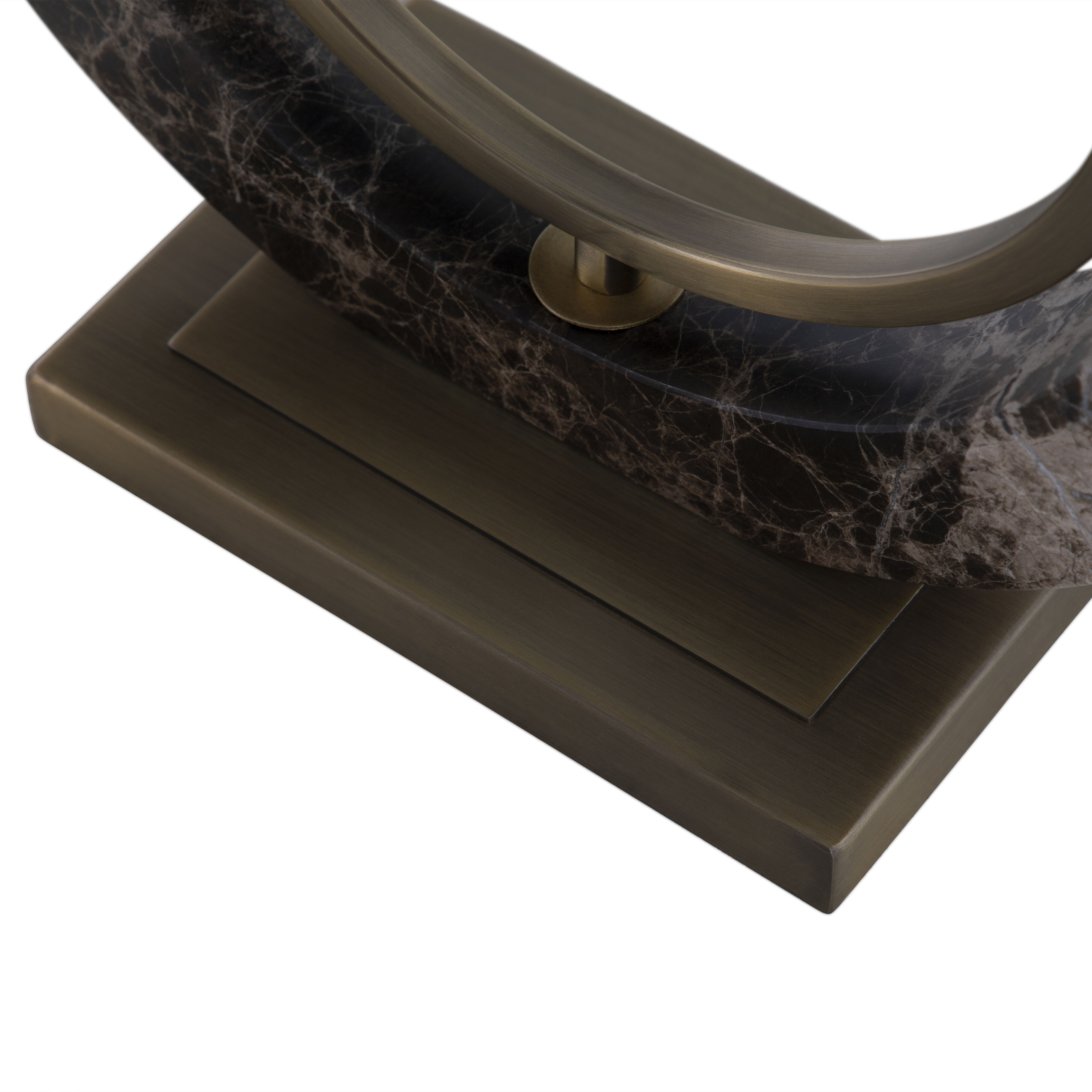 Janelle 26.75 inch Matte Antique Brass and White Linen with Dark Emperora Marble Table Lamp Portable Light