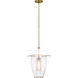Ray Booth Ovalle LED 13 inch Antique-Burnished Brass Lantern Pendant Ceiling Light