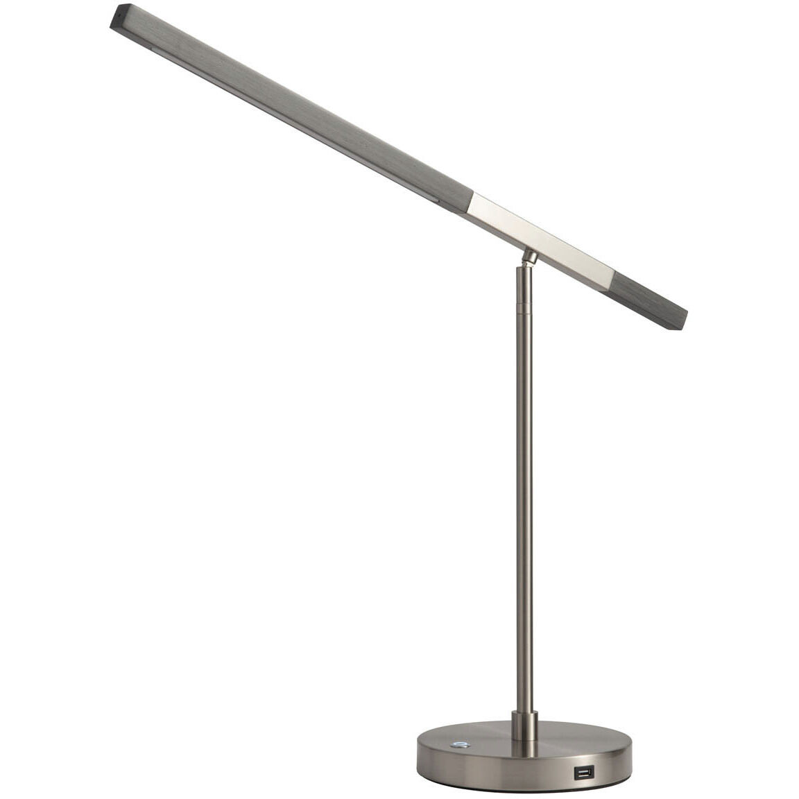 Port 35 inch 10 watt Satin Nickel and Charcoal Gray Desk Lamp Portable Light