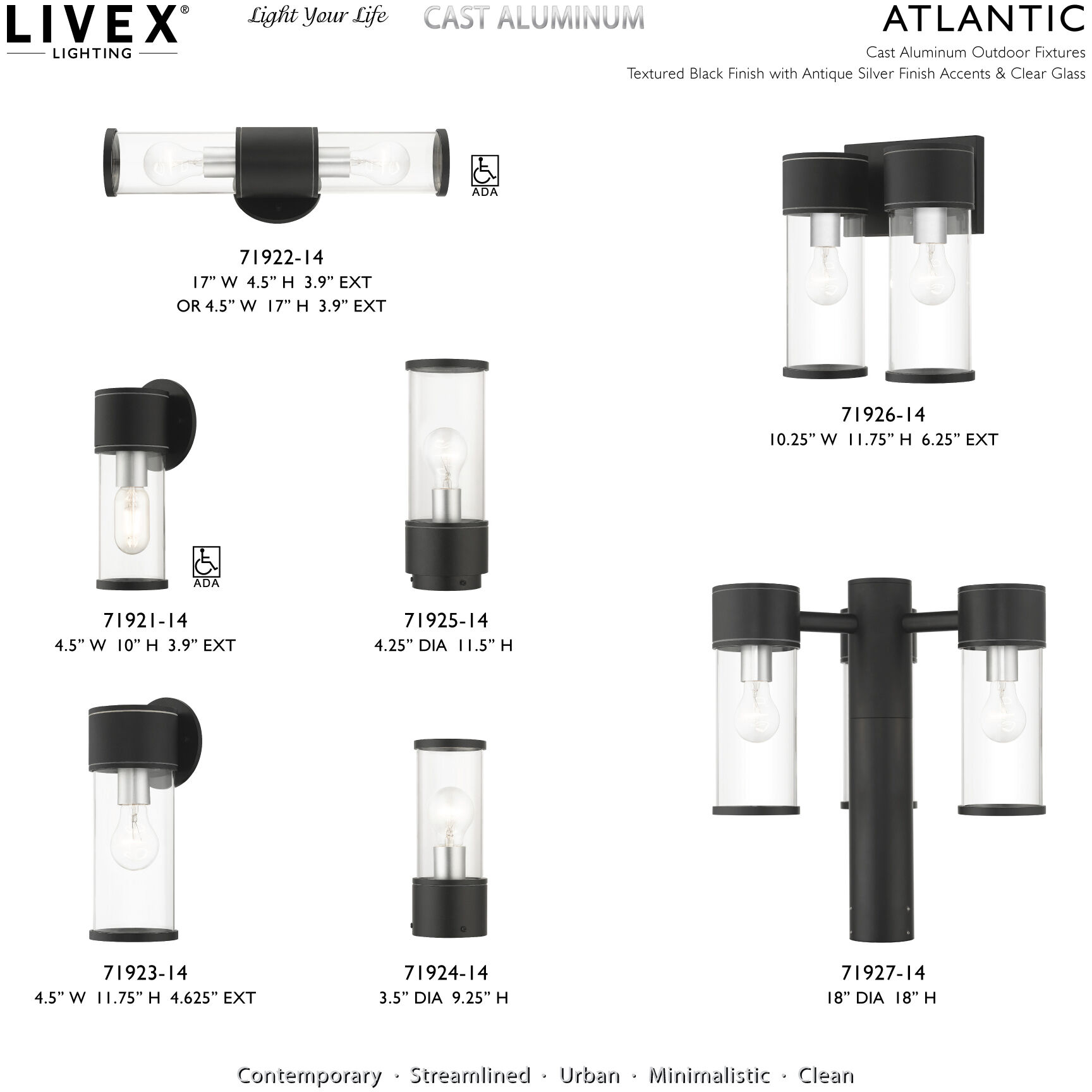 Atlantic 3 Light 18 inch Textured Black with Antique Silver Finish Accents Outdoor Extra Large Post Top Lantern