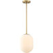 Noor 1 Light 8.5 inch Brushed Gold Pendant Ceiling Light