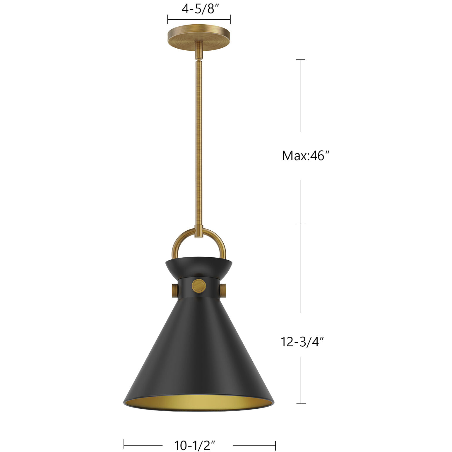 Alora Mood Emerson Pendant Ceiling Light in Matte Black and Aged Gold