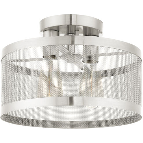 Industro 2 Light 13 inch Brushed Nickel Semi Flush Ceiling Light