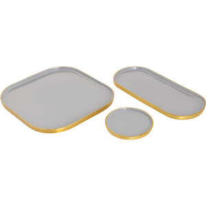 Harward Gray and Brushed Brass Tray, Set of 3