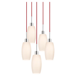 Signature 5 Light 21 inch Polished Chrome Pendant Ceiling Light in Red