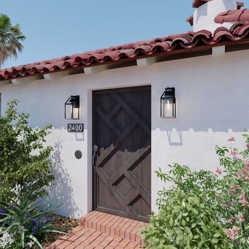 Napier LED 15 inch Forged Black and Rustic Elm Outdoor Wall