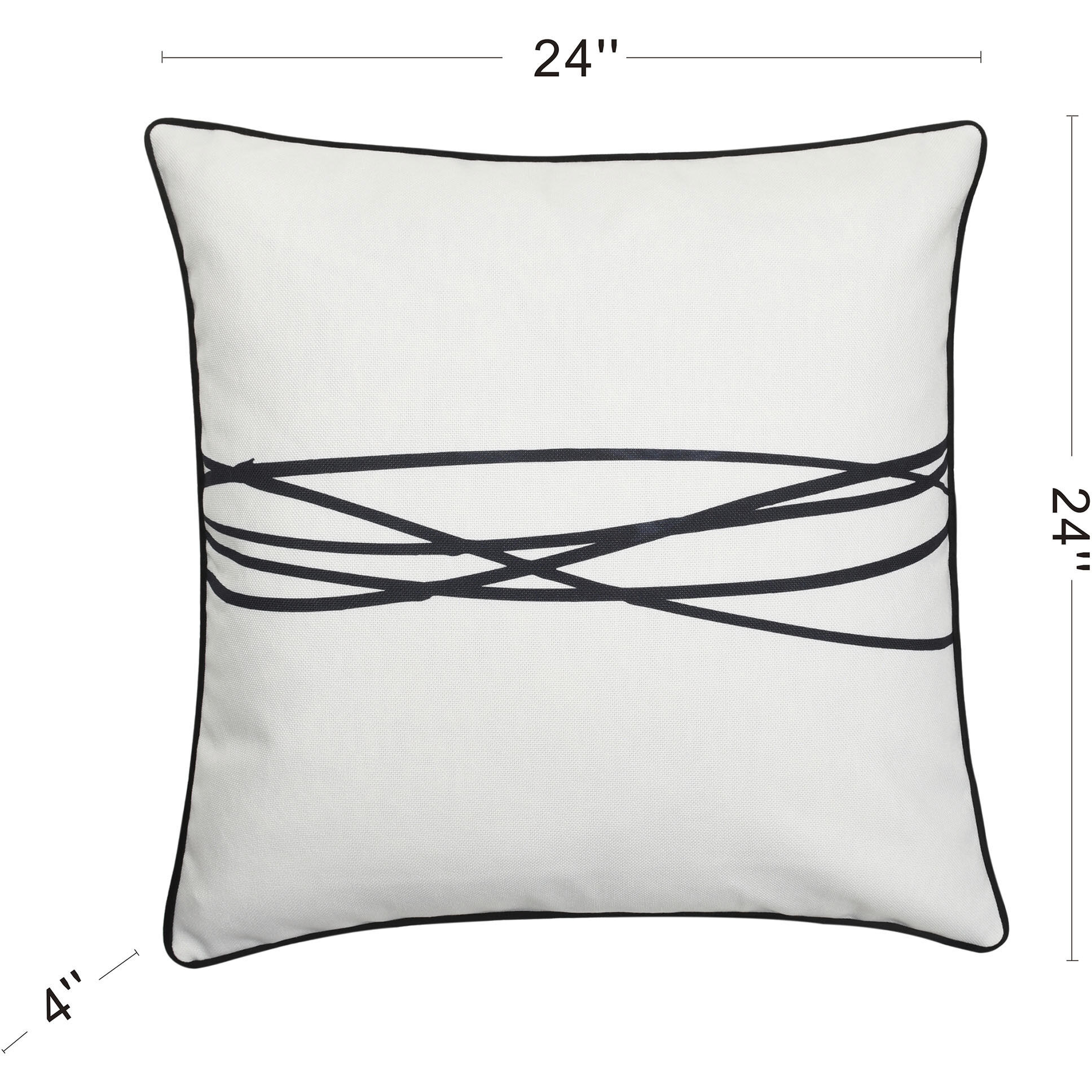 Amos 24 X 6.5 inch White and Black Pillow
