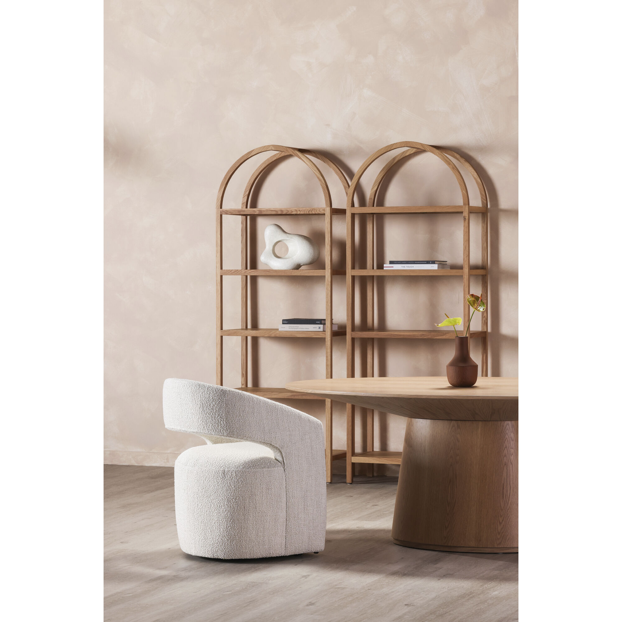 Barrow White Mist Dining Chair, Rolling