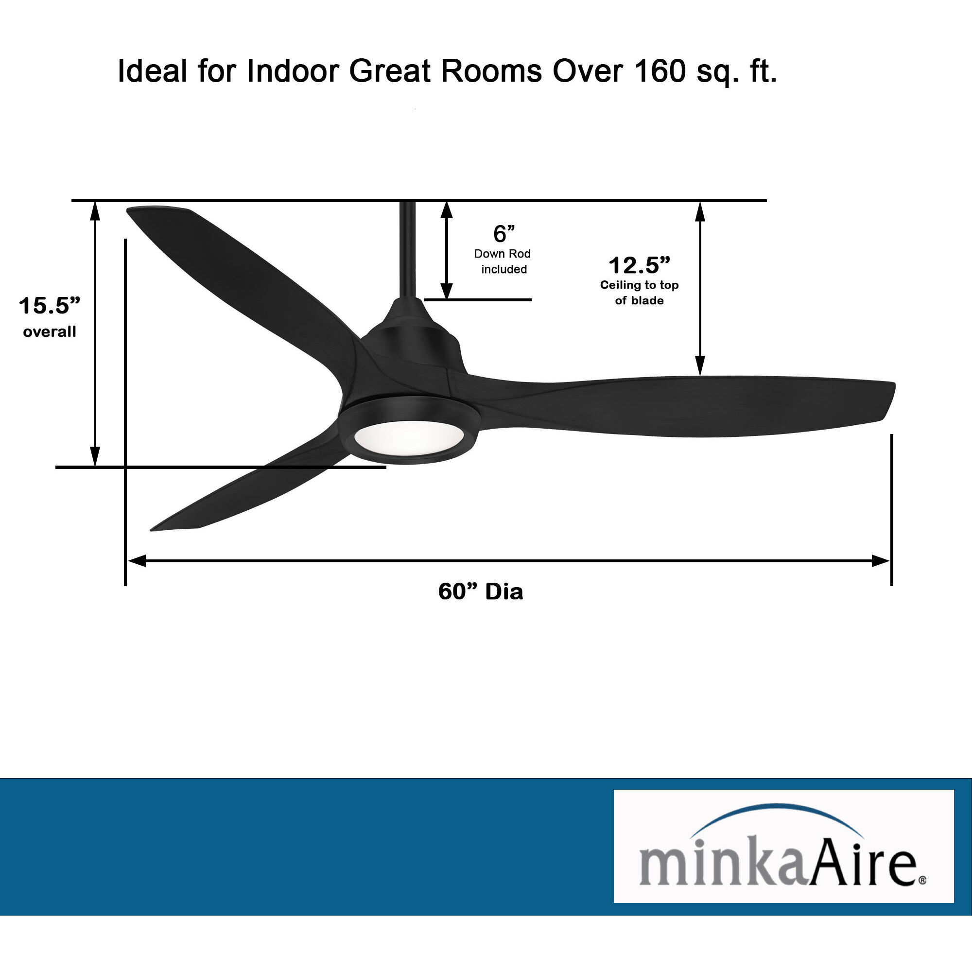 Skyhawk 60 inch Coal Ceiling Fan