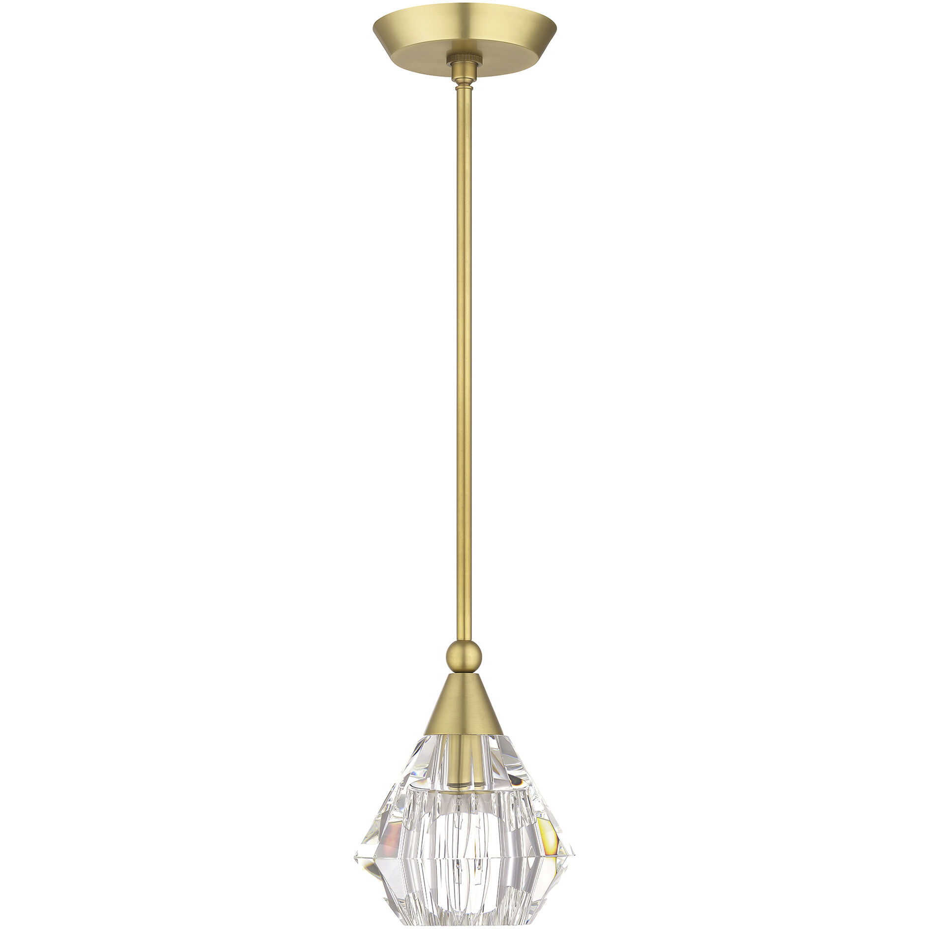 Brussels 1 Light 7 inch Natural Brass Pendant Ceiling Light, Crystal, Single