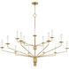Alexander 15 Light 55 inch Brushed Gold Chandelier Ceiling Light