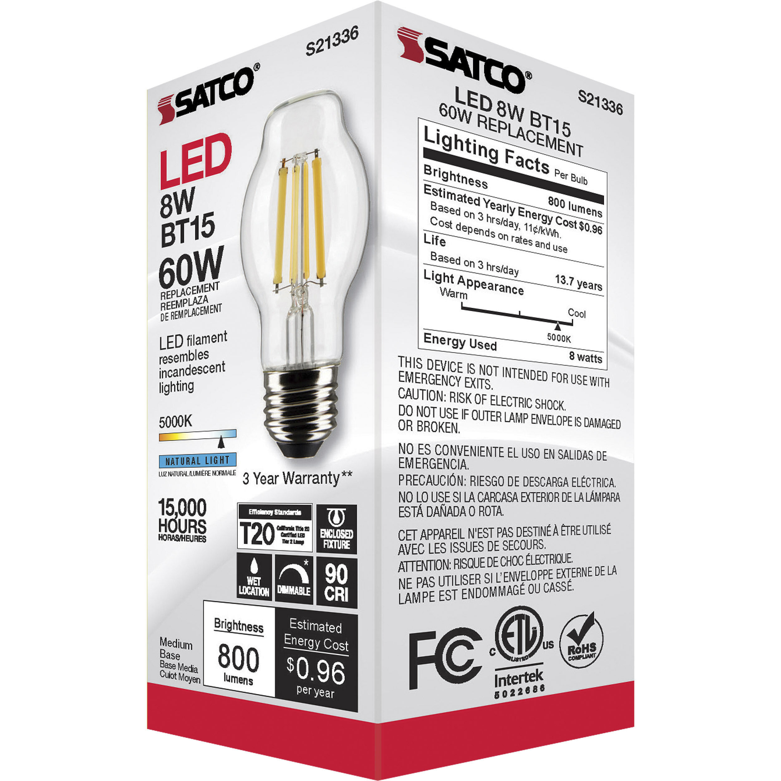 Lumos LED Medium Medium 8.00 watt 5000K LED Filament