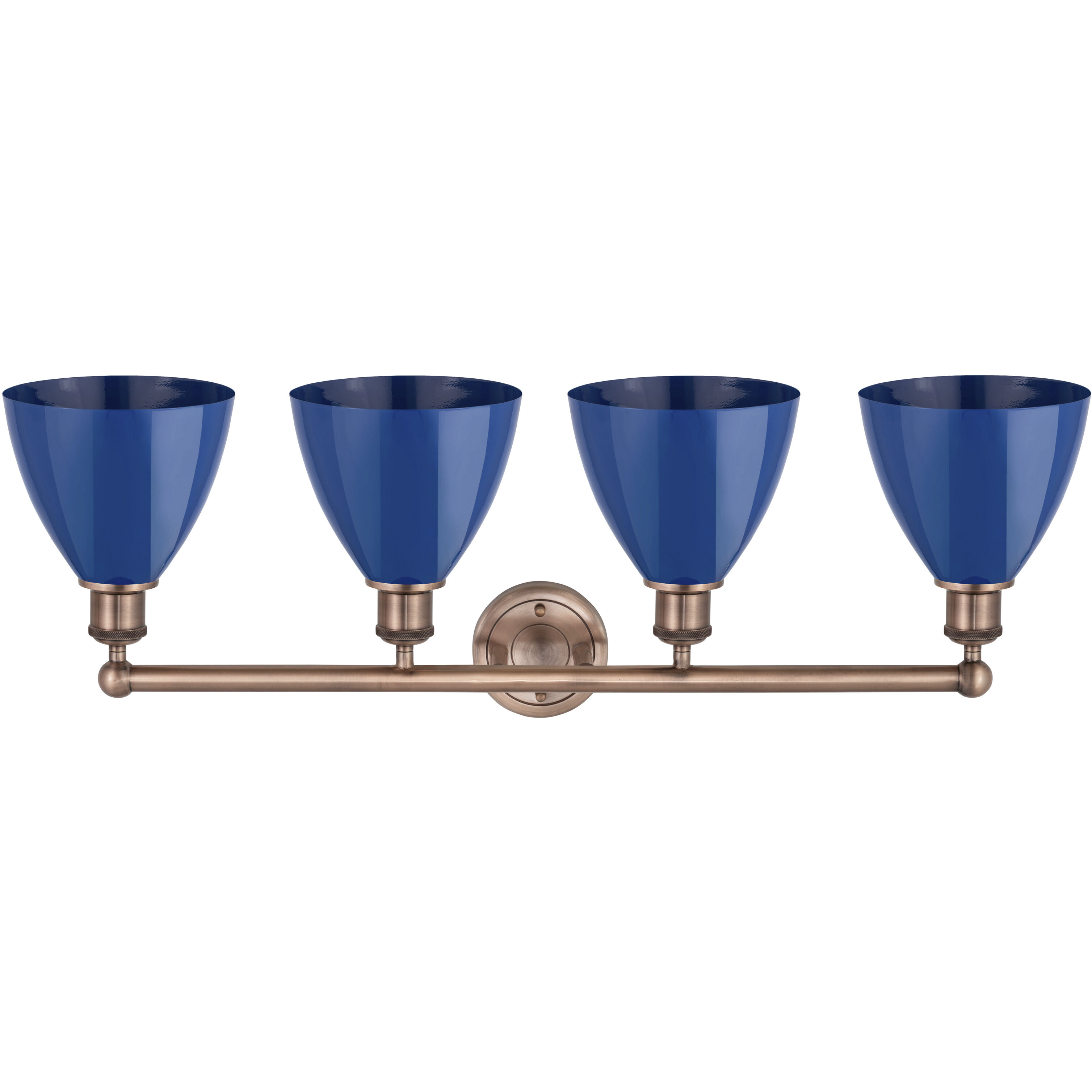 Plymouth Dome 4 Light 34.5 inch Antique Copper Bath Vanity Light Wall Light in Blue