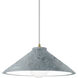 Radiance Collection - Flare 1 Light 11.75 inch Concrete and Antique Brass Pendant Ceiling Light in Replaceable Bulb, White, Form+Finish+Function
