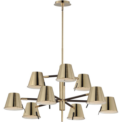 Carlo LED 34 inch Dark Bronze/Leather/Heritage Brass Multi-Tier Chandelier Ceiling Light