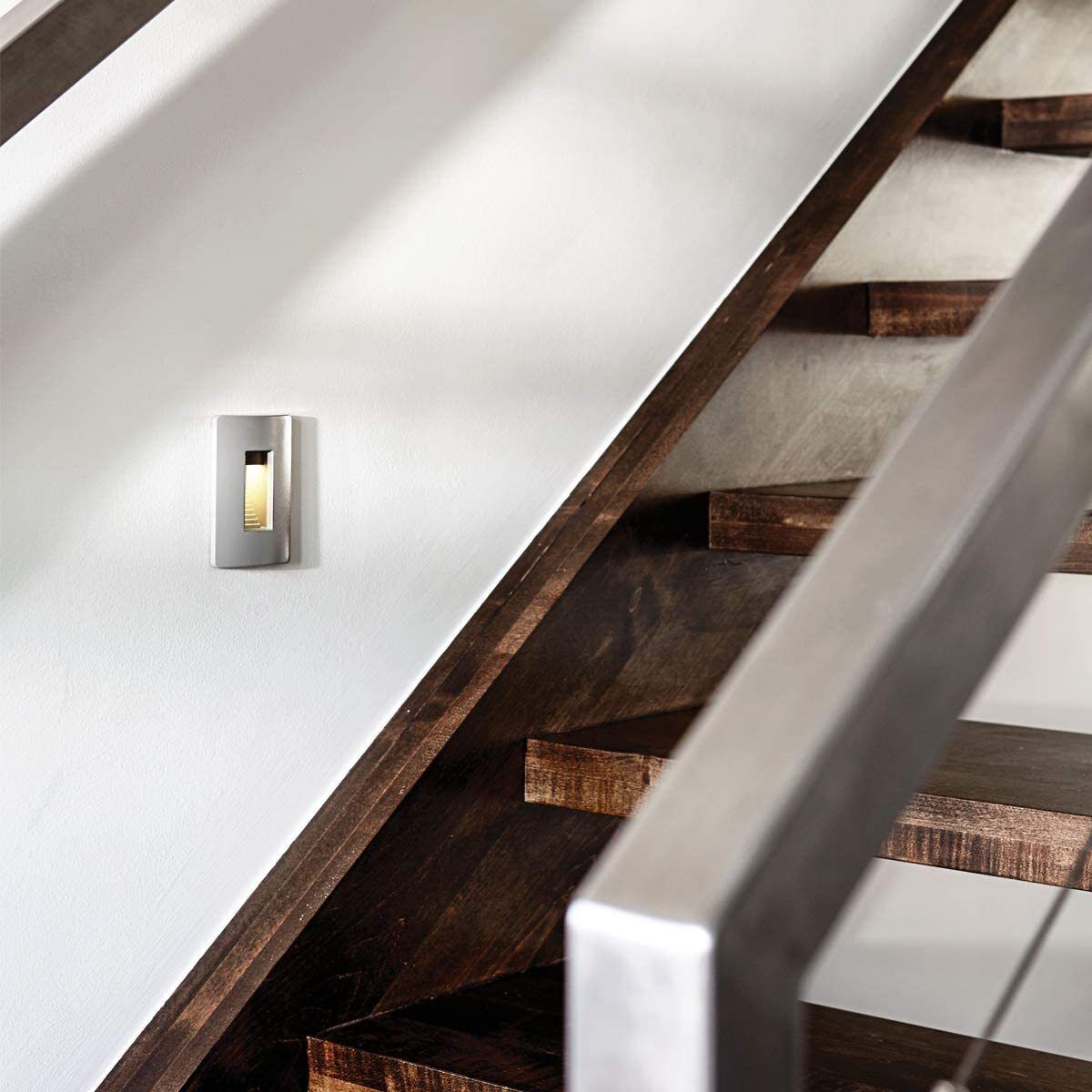 Luna 12v 3.80 watt Satin White Landscape Step Light, Horizontal