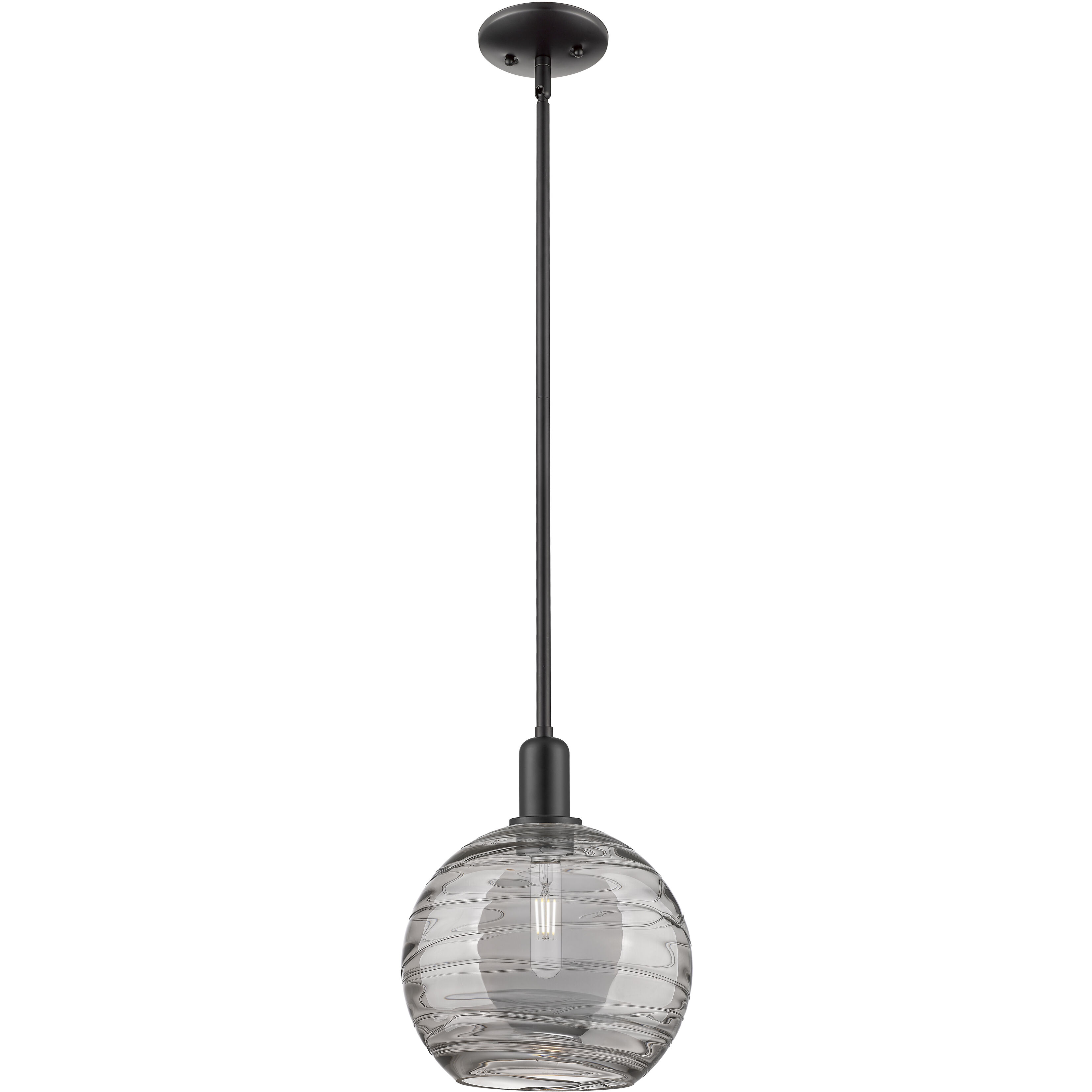 Arcadia Athens Deco Swirl 1 Light 10 inch Matte Black Mini Pendant Ceiling Light