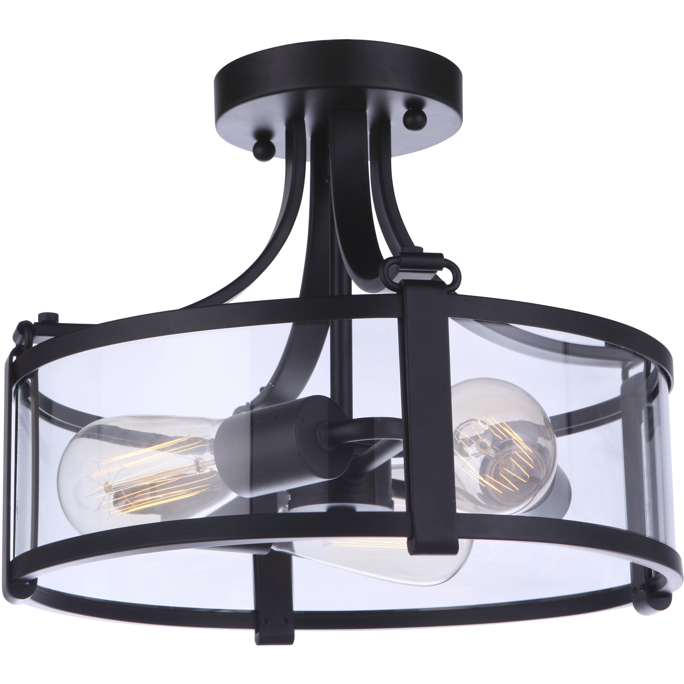 Elliot 3 Light 13 inch Flat Black Semi Flush Ceiling Light