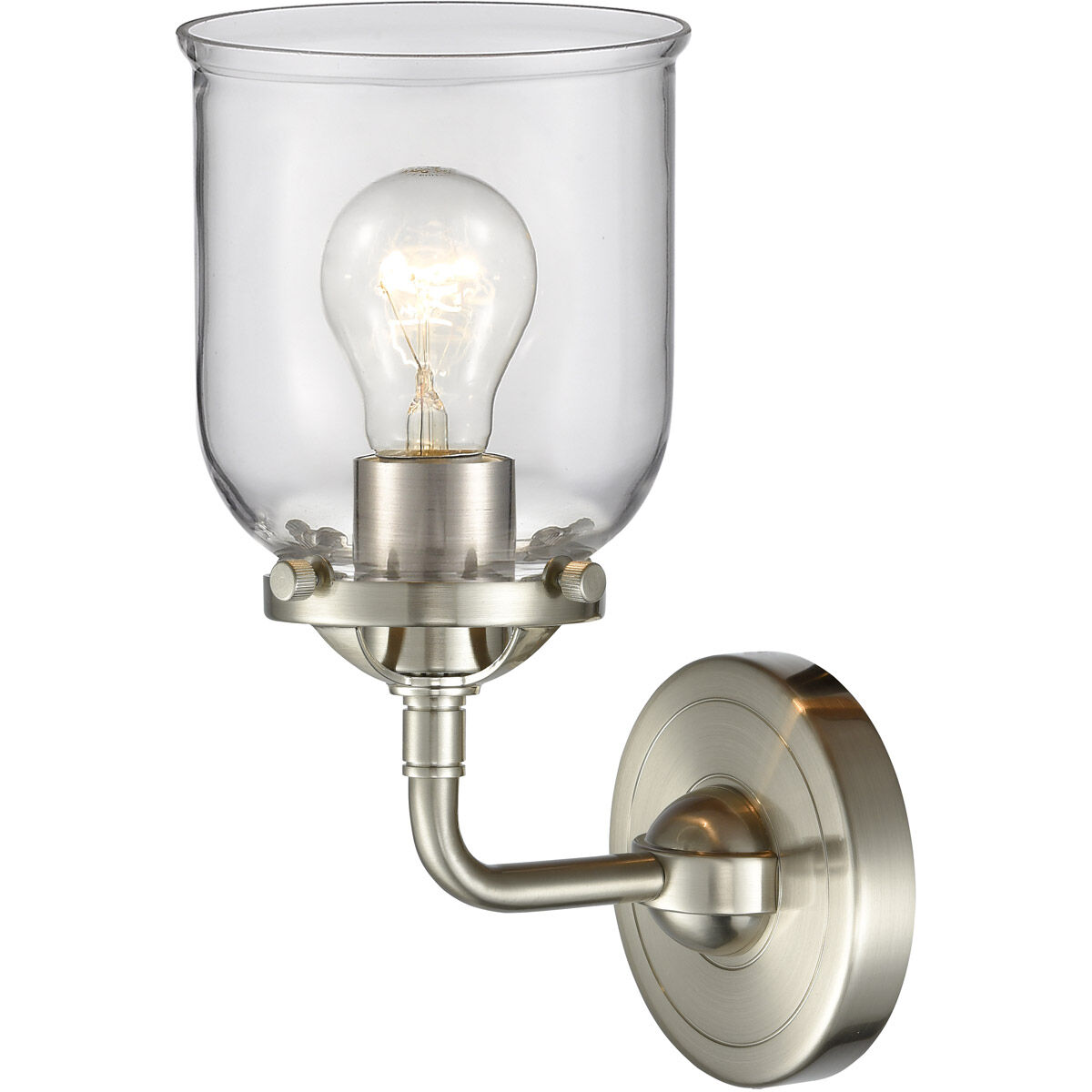 Nouveau Small Bell 1 Light 5 inch Brushed Satin Nickel Sconce Wall Light in Clear Glass, Nouveau
