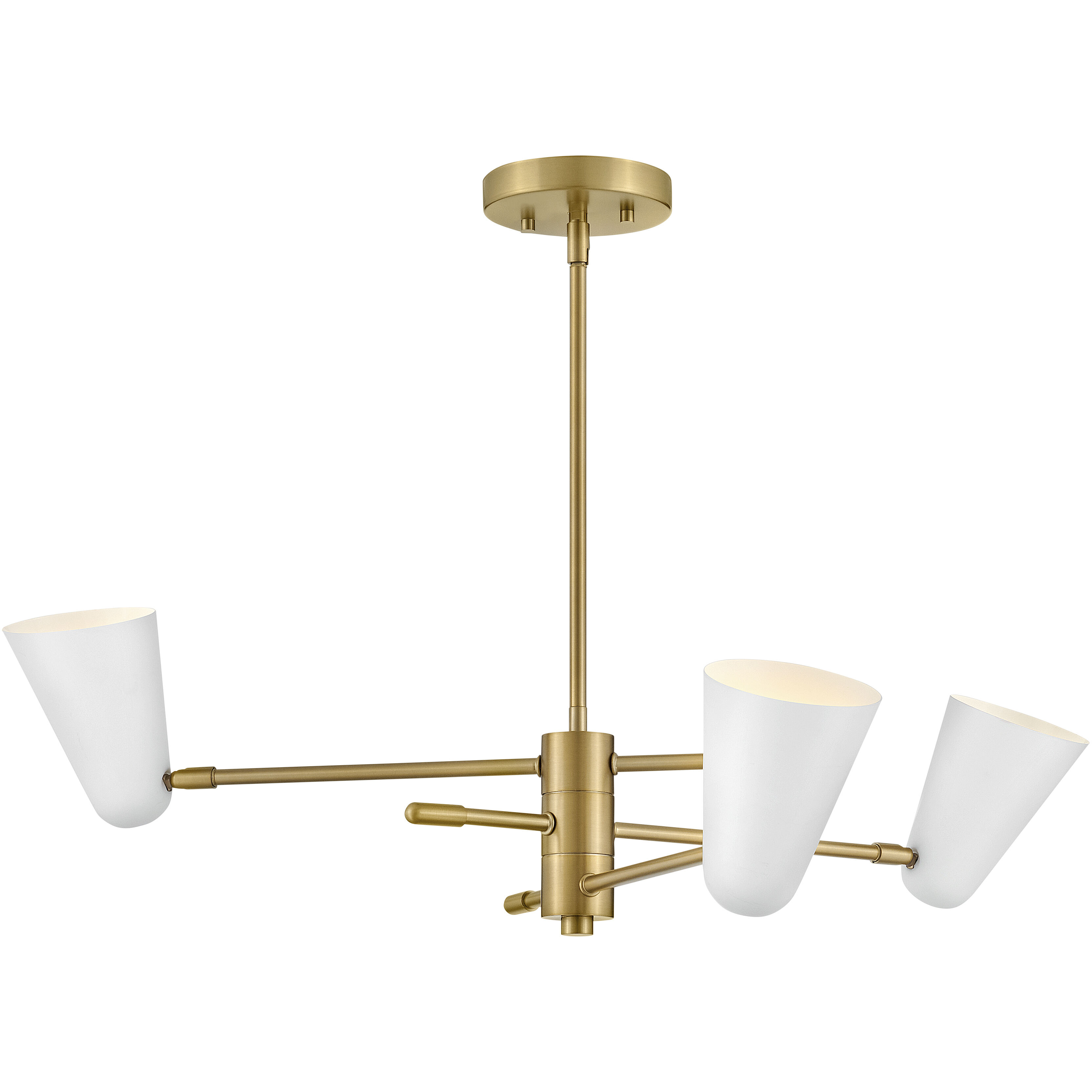 Birdie LED 30 inch Lacquered Brass with Matte White accents Chandelier Ceiling Light